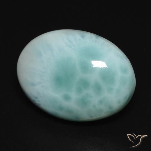 11.26 ct Turquoise Larimar Stone, Natural Larimar in Oval Cabochon Shape for Sale