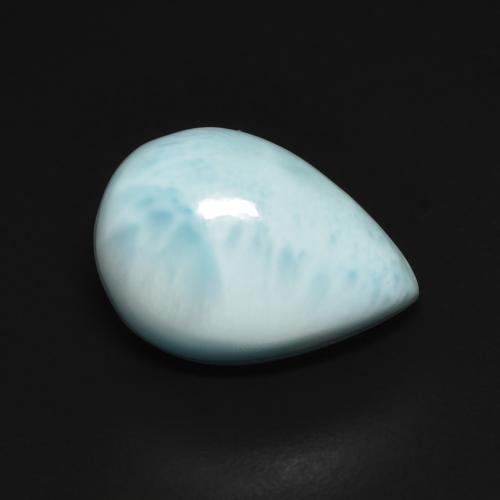 Larimar Turquoise pear cabochon 4,9 ct de République Dominicaine, dimension 12,8 x 9mm, pierre gemme naturelle Non traité, pureté Opaque , 1 pièce Larimar de couleur Bleu verdâtre léger, dureté Mohs de 4.5 à 5, Photo A