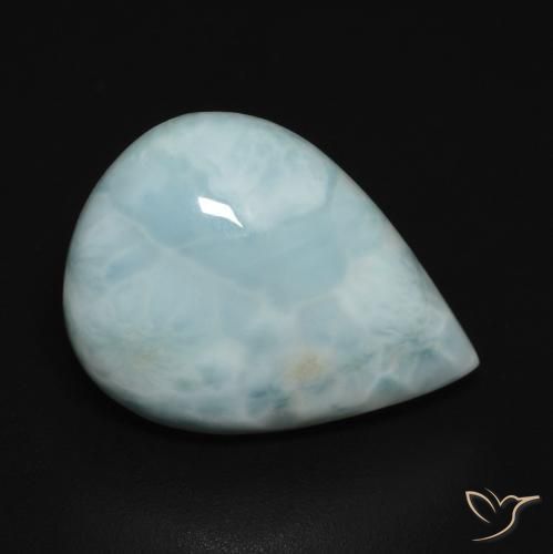 6.65 ct Turquoise Larimar Stone, Natural Larimar in Pear Cabochon Shape for Sale