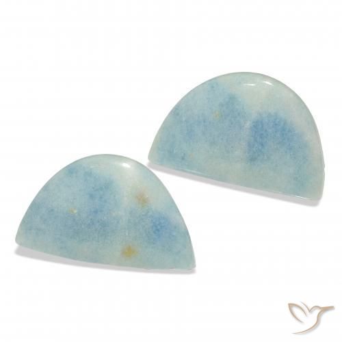 28.65 ctw Blue Lazulite Stones, Natural Lazulite in Half Moon Cabochon Shape for Sale