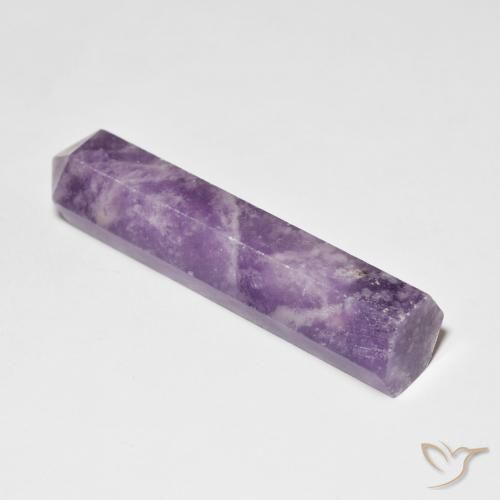 29.14 ct Violet Lepidolite Stone, Natural Lepidolite in Pencil Cut Shape for Sale