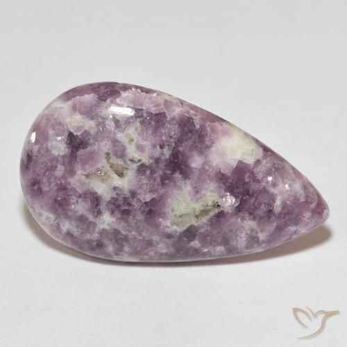 40.86 ct Multicolor Lepidolite Stone, Natural Lepidolite in Pear Cabochon Shape for Sale