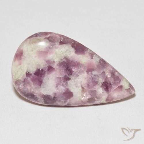 21.06 ct Multicolor Lepidolite Stone, Natural Lepidolite in Pear Cabochon Shape for Sale