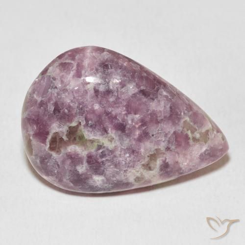 20.96 ct Multicolor Lepidolite Stone, Natural Lepidolite in Pear Cabochon Shape for Sale