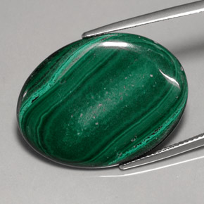 25.86 ct Green Malachite Gemstone, Malachite Gem in Oval Cabochon Shape for Sale.