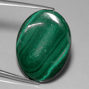 25.86 ct Green Malachite Stone, Natural Malachite in Oval Cabochon Shape for Sale