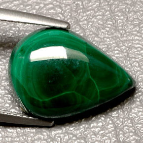 11.44 ct Green Malachite Gemstone, Malachite Gem in Pear Cabochon Shape for Sale.