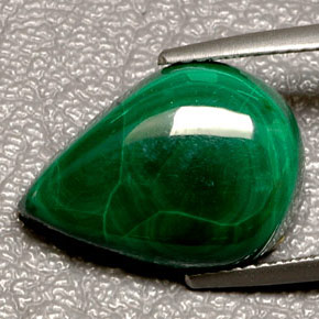 11.44 ct Green Malachite Stone, Natural Malachite in Pear Cabochon Shape for Sale