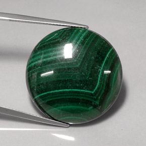 41.41 ct Green Malachite Gemstone, Malachite Gem in Round Cabochon Shape for Sale.