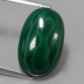 13.10 ct Green Malachite Gemstone, Malachite Gem in Oval Cabochon Shape for Sale.