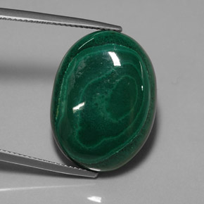 29.59 ct Green Malachite Gemstone, Malachite Gem in Oval Cabochon Shape for Sale.