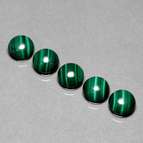 5.46 ct Green Malachite Gemstone, Malachite Gem in Round Cabochon Shape for Sale.