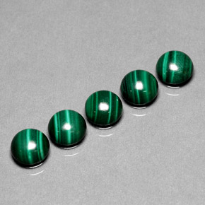 5.46 ct Green Malachite Stone, Natural Malachite in Round Cabochon Shape for Sale