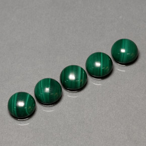 5.46 ct Green Malachite Stone, Natural Malachite in Round Cabochon Shape for Sale