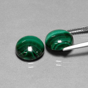Malachite Gemstone in 10 mm (calibrated) Size for Sale, Malachite Stone in Multicolor Green Color