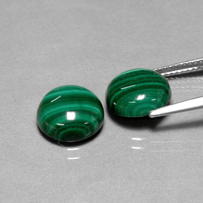 Malachite Gemstone in 10 mm (calibrated) Size for Sale, Malachite Stone in Multicolor Green Color