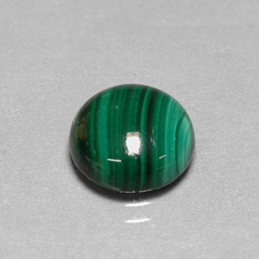 4.34 ct Green Malachite Gemstone, Malachite Gem in Round Cabochon Shape for Sale.
