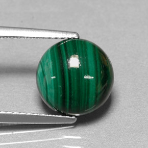 4.34 ct Green Malachite Stone, Natural Malachite in Round Cabochon Shape for Sale