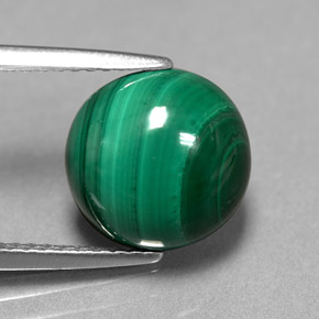 5.23 ct Green Malachite Stone, Natural Malachite in Round Cabochon Shape for Sale