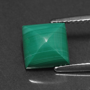 3.31 ct Green Malachite Gemstone, Malachite Gem in Square Cabochon Shape for Sale.