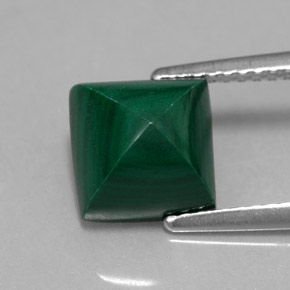 3.95 ct Green Malachite Gemstone, Malachite Gem in Square Cabochon Shape for Sale.