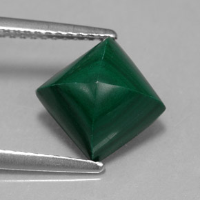 3.95 ct Green Malachite Stone, Natural Malachite in Square Cabochon Shape for Sale