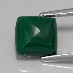 2.91 ct Green Malachite Gemstone, Malachite Gem in Square Cabochon Shape for Sale.
