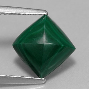 2.91 ct Green Malachite Stone, Natural Malachite in Square Cabochon Shape for Sale