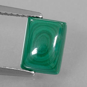 2.05 ct Green Malachite Stone, Natural Malachite in Baguette Cabochon Shape for Sale