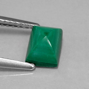 1.58 ct Green Malachite Stone, Natural Malachite in Baguette Cabochon Shape for Sale