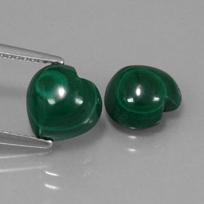 6.13 ct Green Malachite Gemstone, Malachite Gem in Heart Cabochon Shape for Sale.