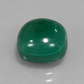 6.72 ct Green Malachite Gemstone, Malachite Gem in Cushion Cabochon Shape for Sale.