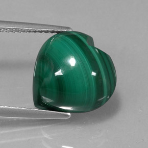 10.71 ct Green Malachite Gemstone, Malachite Gem in Heart Cabochon Shape for Sale.