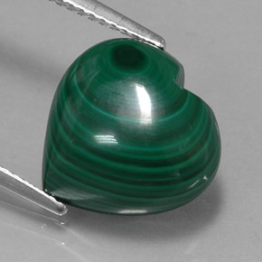9.08 ct Green Malachite Stone, Natural Malachite in Heart Cabochon Shape for Sale