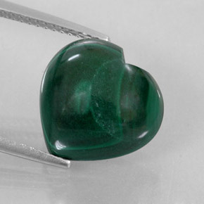 10.57 ct Green Malachite Gemstone, Malachite Gem in Heart Cabochon Shape for Sale.