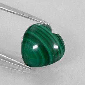 8.74 ct Green Malachite Gemstone, Malachite Gem in Heart Cabochon Shape for Sale.