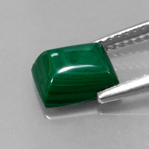 2.47 ct Green Malachite Gemstone, Malachite Gem in Baguette Cabochon Shape for Sale.