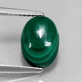 3.12 ct Green Malachite Gemstone, Malachite Gem in Oval Cabochon Shape for Sale.