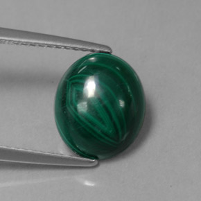 3.87 ct Green Malachite Stone, Natural Malachite in Oval Cabochon Shape for Sale
