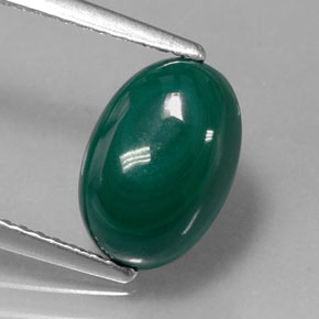 3.77 ct Green Malachite Gemstone, Malachite Gem in Oval Cabochon Shape for Sale.