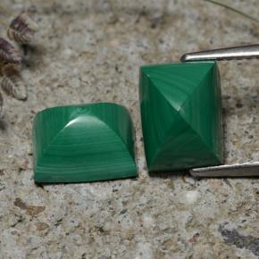 7.67 ctw Green Malachite Gemstones, Malachite Gems in Baguette Sugarloaf Cabochon Shape for Sale.