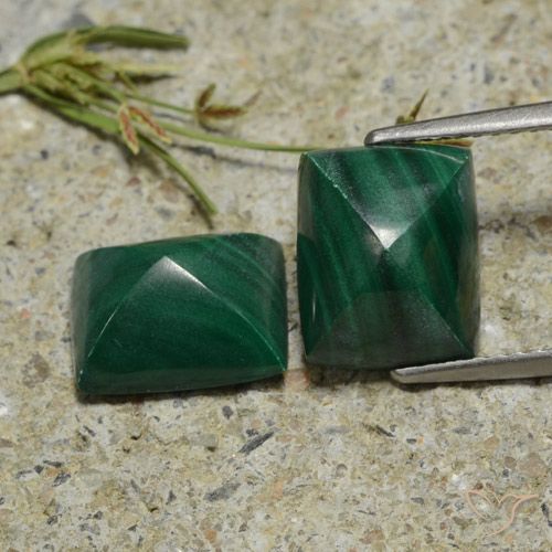 9.58 ct Baguette Malachite, 10 x 8.2 mm From Congo, Photo A