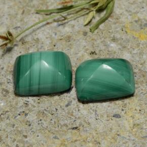 9.44 ctw Green Malachite Stones, Natural Malachite in Baguette Sugarloaf Cabochon Shape for Sale