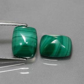 5.87 ct Green Malachite Gemstone, Malachite Gem in Baguette Cabochon Shape for Sale.