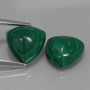 12.09 ct Green Malachite Gemstone, Malachite Gem in Trillion Cabochon Shape for Sale.