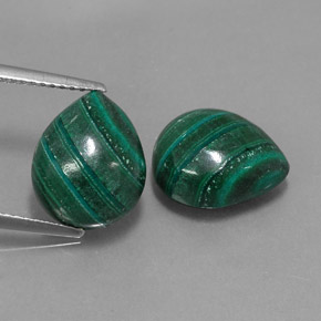 12.41 ct Green Malachite Gemstone, Malachite Gem in Pear Cabochon Shape for Sale.