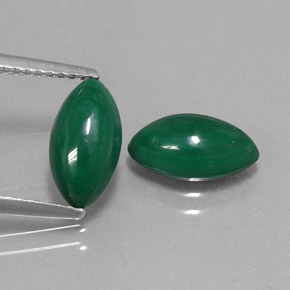 4.20 ct Green Malachite Gemstone, Malachite Gem in Marquise Cabochon Shape for Sale.