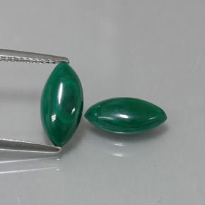 4.67 ct Green Malachite Gemstone, Malachite Gem in Marquise Cabochon Shape for Sale.