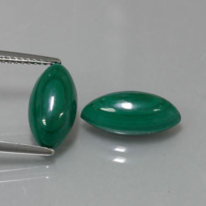 7.76 ct Green Malachite Gemstone, Malachite Gem in Marquise Cabochon Shape for Sale.