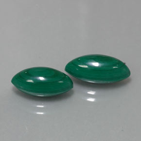 7.76 ct Green Malachite Stone, Natural Malachite in Marquise Cabochon Shape for Sale